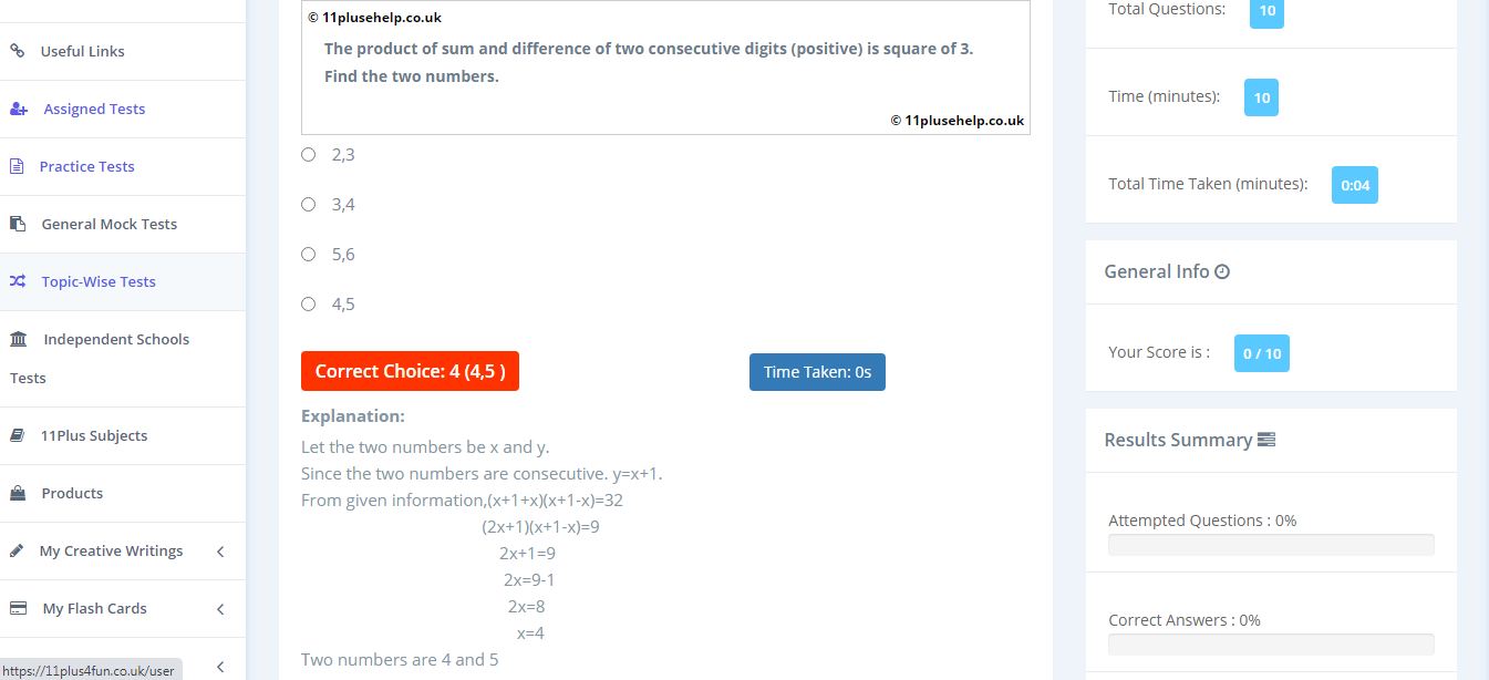 11 Plus Maths Practice Tests