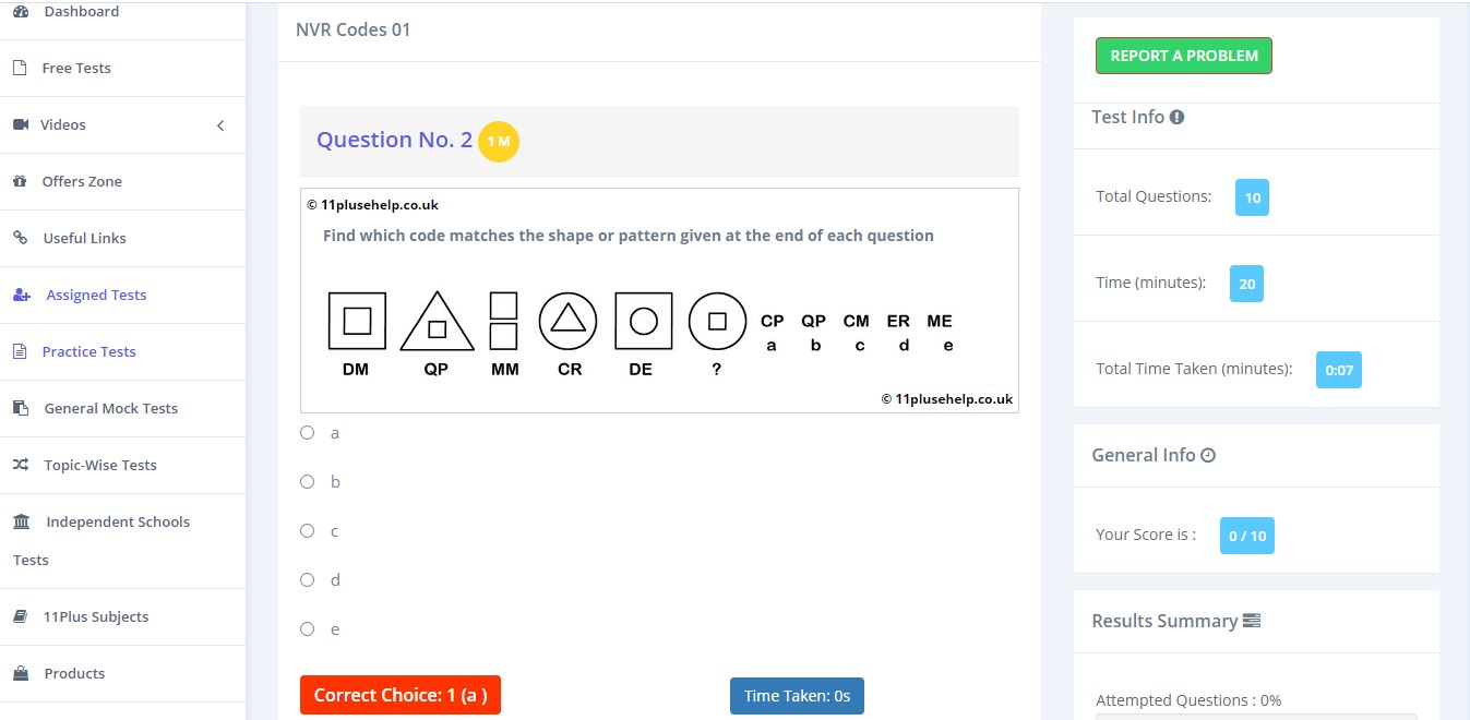 11 Plus Non-verbal reasoning Papers