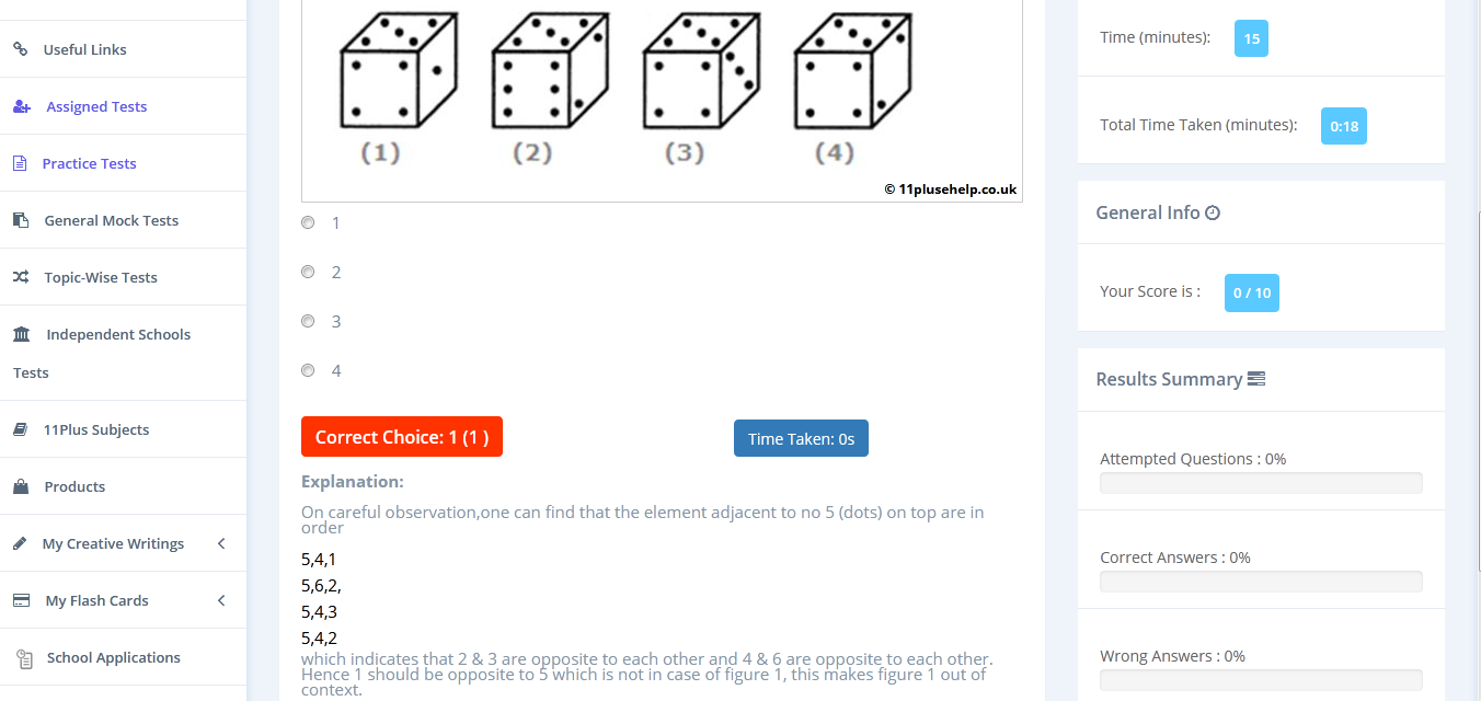 Free 11 Plus NVR Dice Practice Papers Best 11 Plus Online Practice