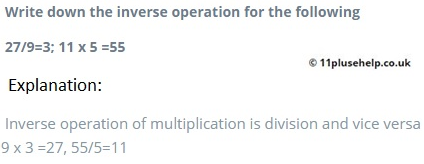 11 Plus Inverse Operation - 11Plus e Help | 11PluseHelp.co.uk