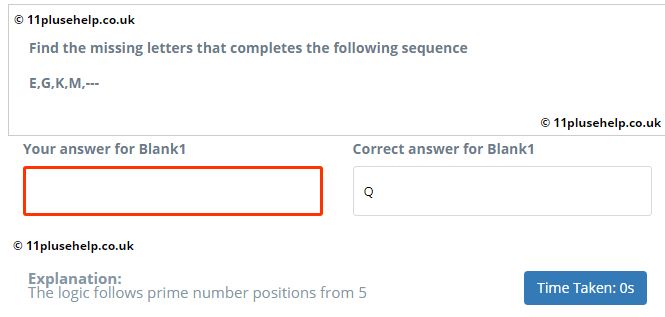 11+ Letter Sequences (Year 4)