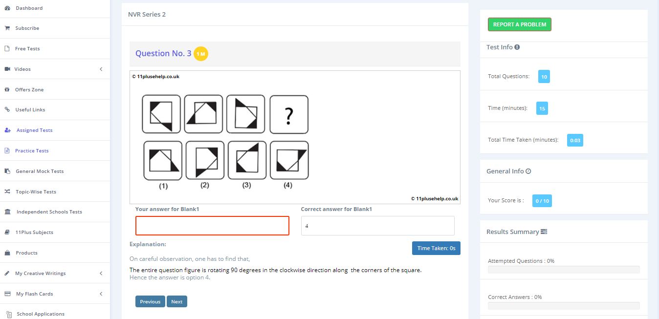11 Plus Non Verbal Reasoning Series and Folding Paper Practice Tests